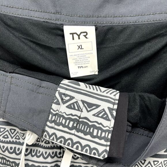 TYR Swimwear Men's XL Gray Native Stripes Built In Boxer Swim Shorts NWT - Picture 12 of 16